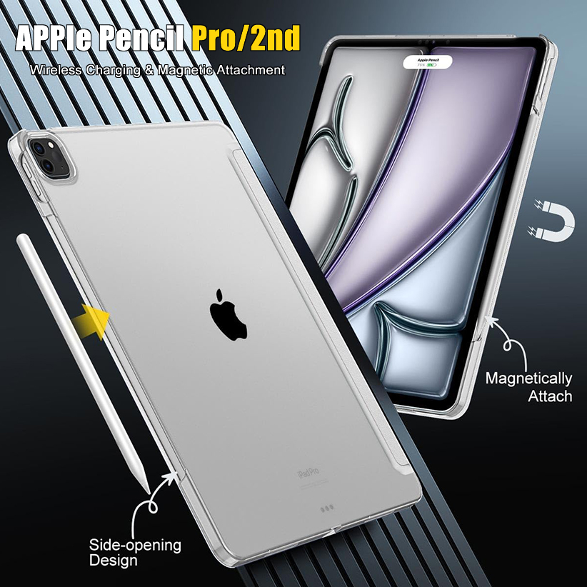 Slim Translucent Hard PC Protective Smart Cover with Stand for iPad Pro 11” 2024 A2836/A2837/A3006